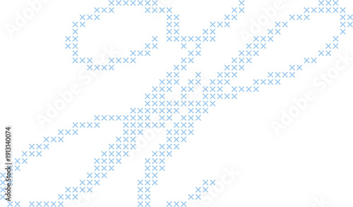 Cross Stitch Style Calligraphy Alphabet With Cursive Script Letter H Elegant Vintage Hand Lettered Typography Font Illustration