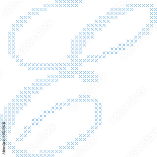 Cross Stitch Style Calligraphy Alphabet With Cursive Script Letter E Elegant Vintage Hand Lettered Typography Font Illustration