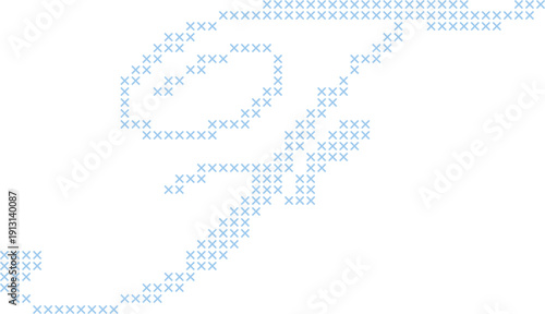 Cross Stitch Style Calligraphy Alphabet With Cursive Script Letter F Elegant Vintage Hand Lettered Typography Font Illustration