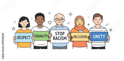 Standing against racism. People of different b
