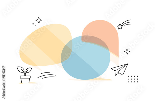 Warm shadow overlays. Abstract shapes partially covered by warm translucent shadows. Sense of softness, calm rhythm, and natural light