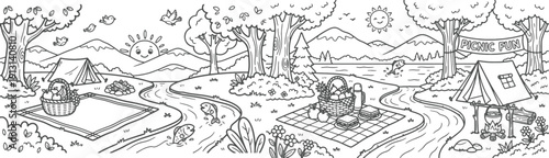 nature camping outdoor coloring page. you can print it on standard 8.5x11 inch paper