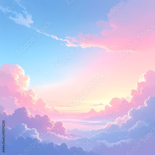 Pastel sky and clouds.  Soft, dreamy colors