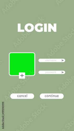 Vector Login Interface Template with Profile Photo Slot