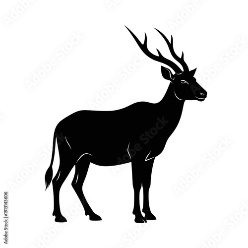 Black Silhouette of an Antelope with Horns.