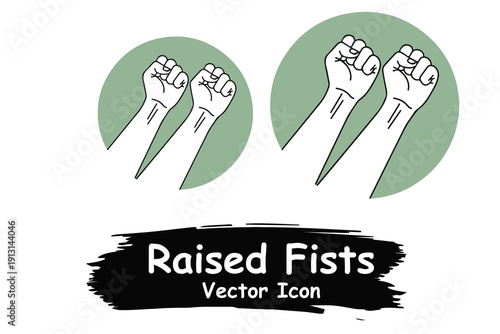 Raised Fists Vector Icon for Protest, Solidarity, and Power
