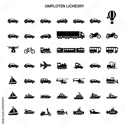 Collection of Transportation Icons and Symbols.