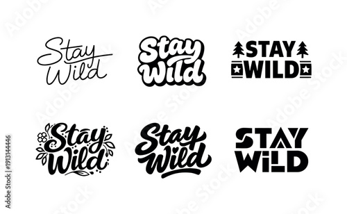 Think Simple. Set lettering. harmonious lettering variations of the same emblematic concept, each with different artistic interpretation