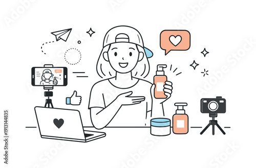 Influencer content creation. A creator records or photographs branded content with simple equipment, maintaining an authentic tone.