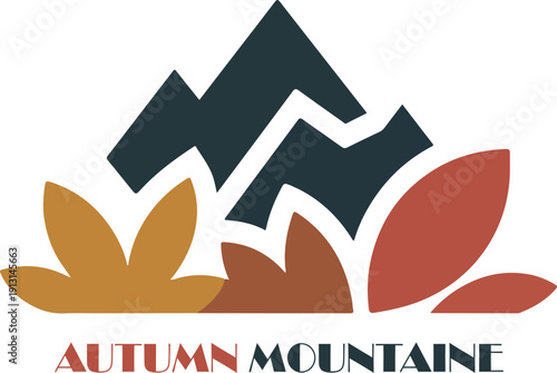 Autumn landscape mountain logo icon vector white background .