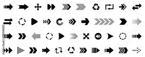 Arrow icon set, arrow cursor. Modern simple arrows. Arrow cursor collection, different arrow signs, black arrows icons. Vector illustration