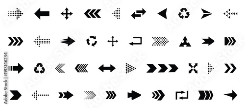 Black vector arrows collection. Arrow. Cursor. Arrow vector icon. Modern simple arrows. Black arrow pointing to the right. Black direction pointer. Vector illustration.