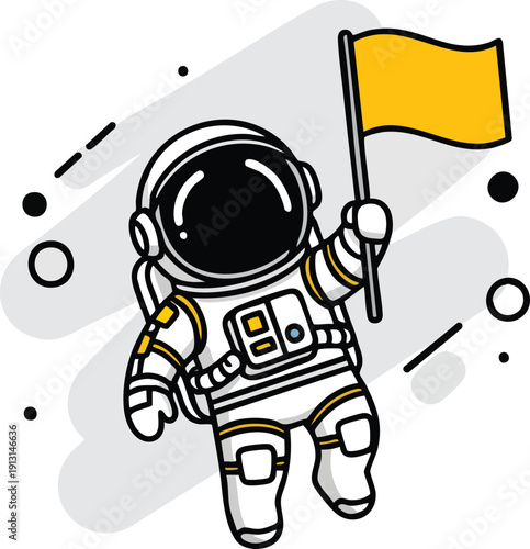 Astronaut Flag Bearer Floating in Space