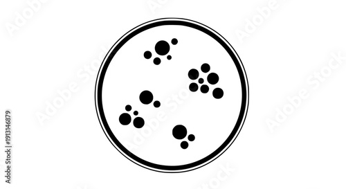 Clean and modern vector illustration featuring scattered black polka dots on a crisp white circular background, ideal for patterns, textures, and design projects.