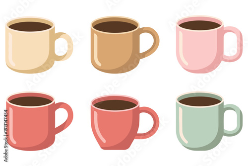 Minimal coffee cups collection cafe drink symbol design
