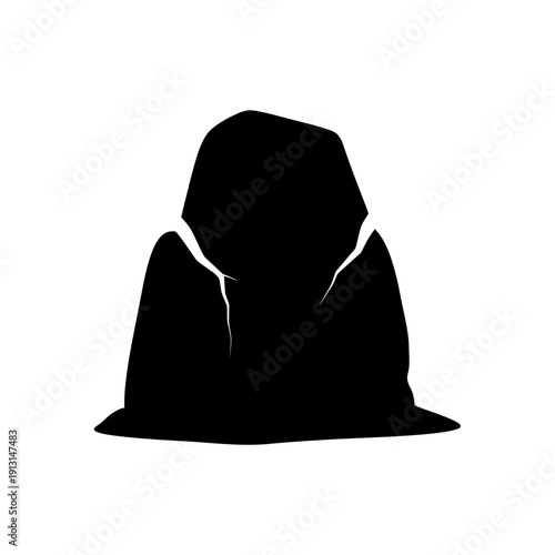 Silhouette of a hooded figure in black.