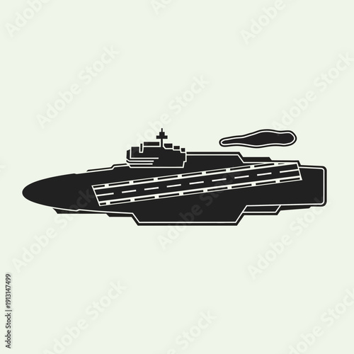 Illustration of a modern aircraft carrier silhouette.