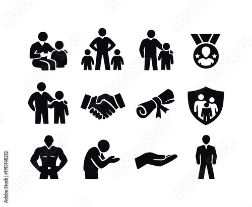 Male Role Model. Solid icon set of Male Role M