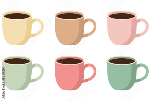 Minimal coffee cups collection cafe drink symbol design
