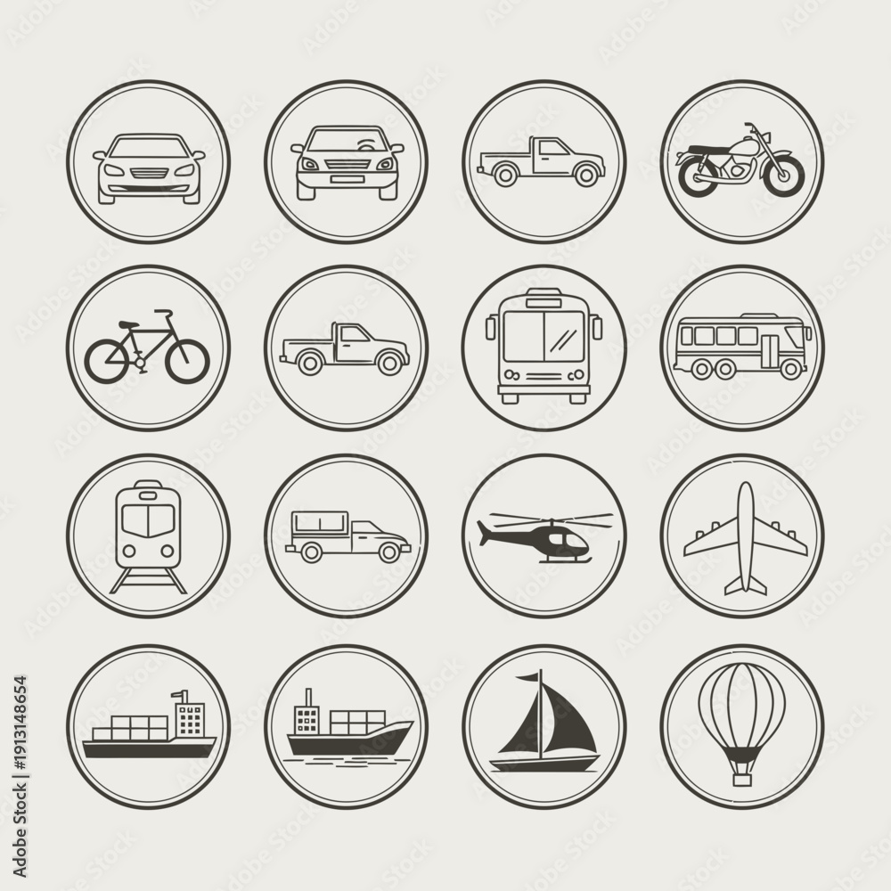 Fototapeta premium Set of Transportation Icons 1.