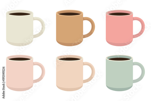 Minimal coffee cups collection cafe drink symbol design
