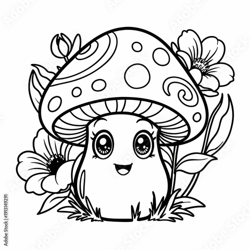 A outline drawing of a mushrooms vegetable for kids drawing book
Hand drawn mushroom outline illustration
Mushroom outline illustration