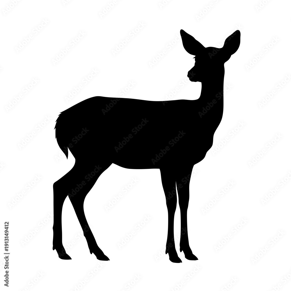 Fototapeta premium Silhouette of a graceful deer standing alert 1.