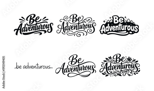 Harmonious Lettering Variations. Be adventurous. Set lettering. harmonious lettering variations of the same emblematic concept, each with different artistic