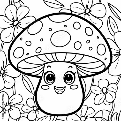 A outline drawing of a mushrooms vegetable for kids drawing book Hand drawn mushroom outline illustration Mushroom outline illustration