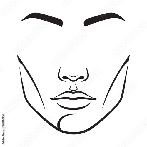 Face contouring guide line art for makeup application
