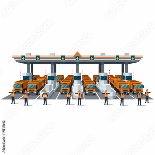 Truck Drivers at Toll Booth Station.
