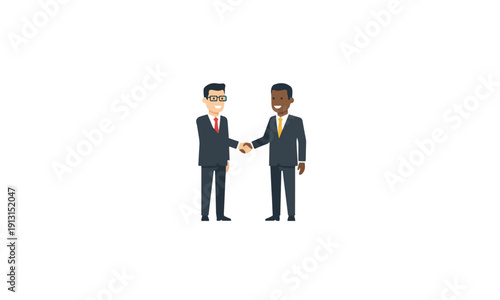 Two Businessmen Handshake Agreement Vector Illustration