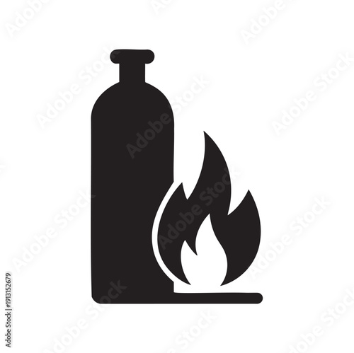 Gas cylinder with burning fire hazard filled icon vector image