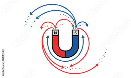 Horseshoe Magnet Showing Magnetic Field Lines Diagram