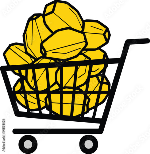 Shopping Cart Full of Gold Nuggets
