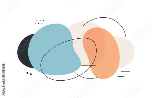 Modern abstract background. Overlapping organic forms arranged harmoniously, suggesting depth and movement without clutter. Elegant and