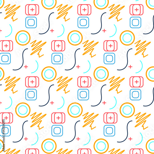 Geometric pattern design: A vibrant and dynamic geometric pattern, showcasing a playful arrangement of colorful shapes and lines, perfect for adding a touch of modern flair to any project.