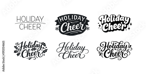 Holiday season vibes. Set lettering. harmonious lettering variations of the same emblematic concept, each with different artistic