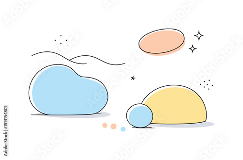 Dreamy Abstract Serenity. Dreamy textures. Soft abstract shapes floating gently in space, calm and soothing atmosphere with a sense of lightness. Editorial