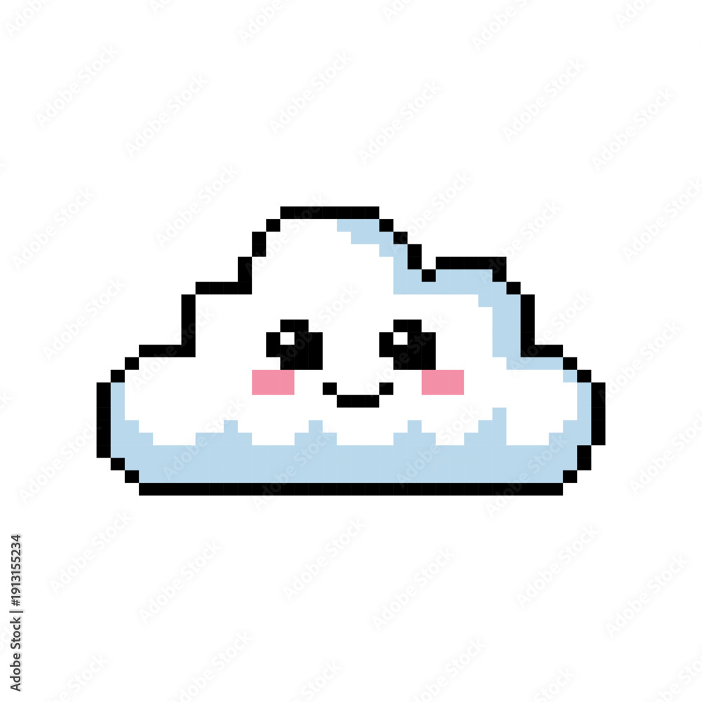 Fototapeta premium Cute Smiling Happy White Cloud Character
