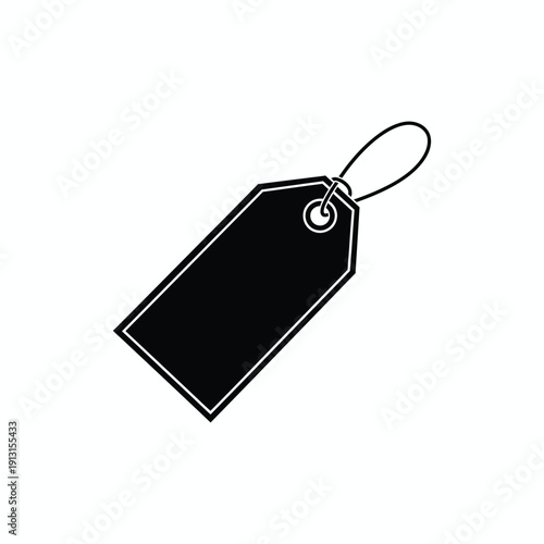 Black tag icon with string isolated on transparent background for design and marketing purposes.