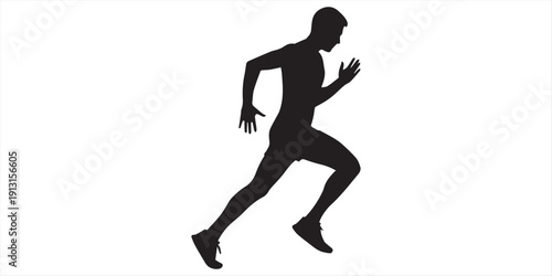 Running men silhouettes collection showing male athletes jogging and sprinting in motion, fitness training and endurance exercise poses isolated on white background vector illustration set