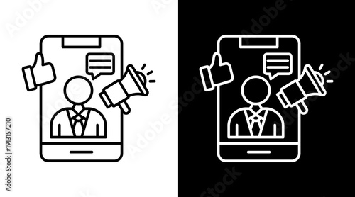 Influencer  White Icon Set Design