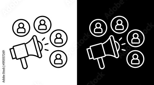 Public Relation White Icon Set Design