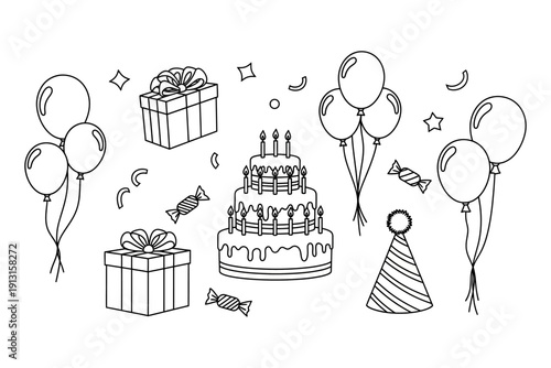 birthday cake with candles and flowers