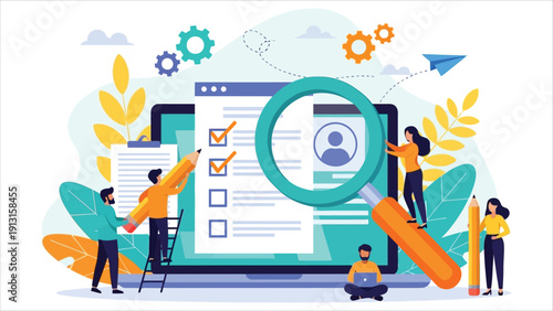 Hiring Concept Vector Illustration – Recruitment, Job Interviews, and Candidate Selection