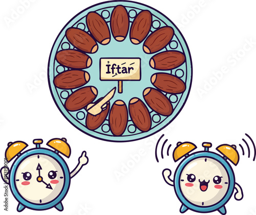 Mughlai Eid Doughnut Ring with Almonds and Animated Alarm Clocks