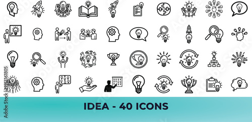 Innovation web icons in line style. Thought smart intelligence concept and vision icons. Editable stroke. Vector illustration