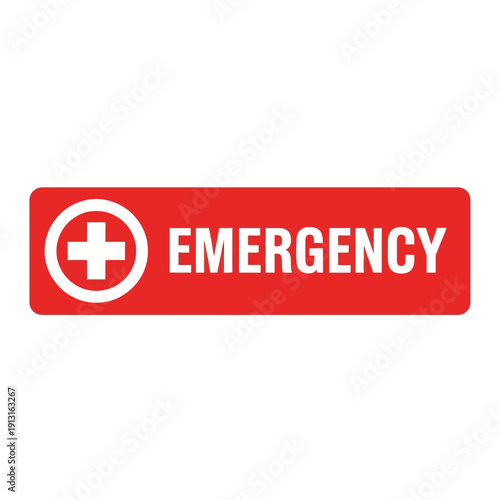 Red Emergency Sign with White Cross - Medical Alert Symbol