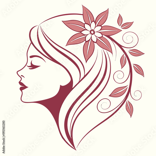 Elegant spa logo featuring a stylized woman s face representing beauty wellness and a calming atmosphere for self care